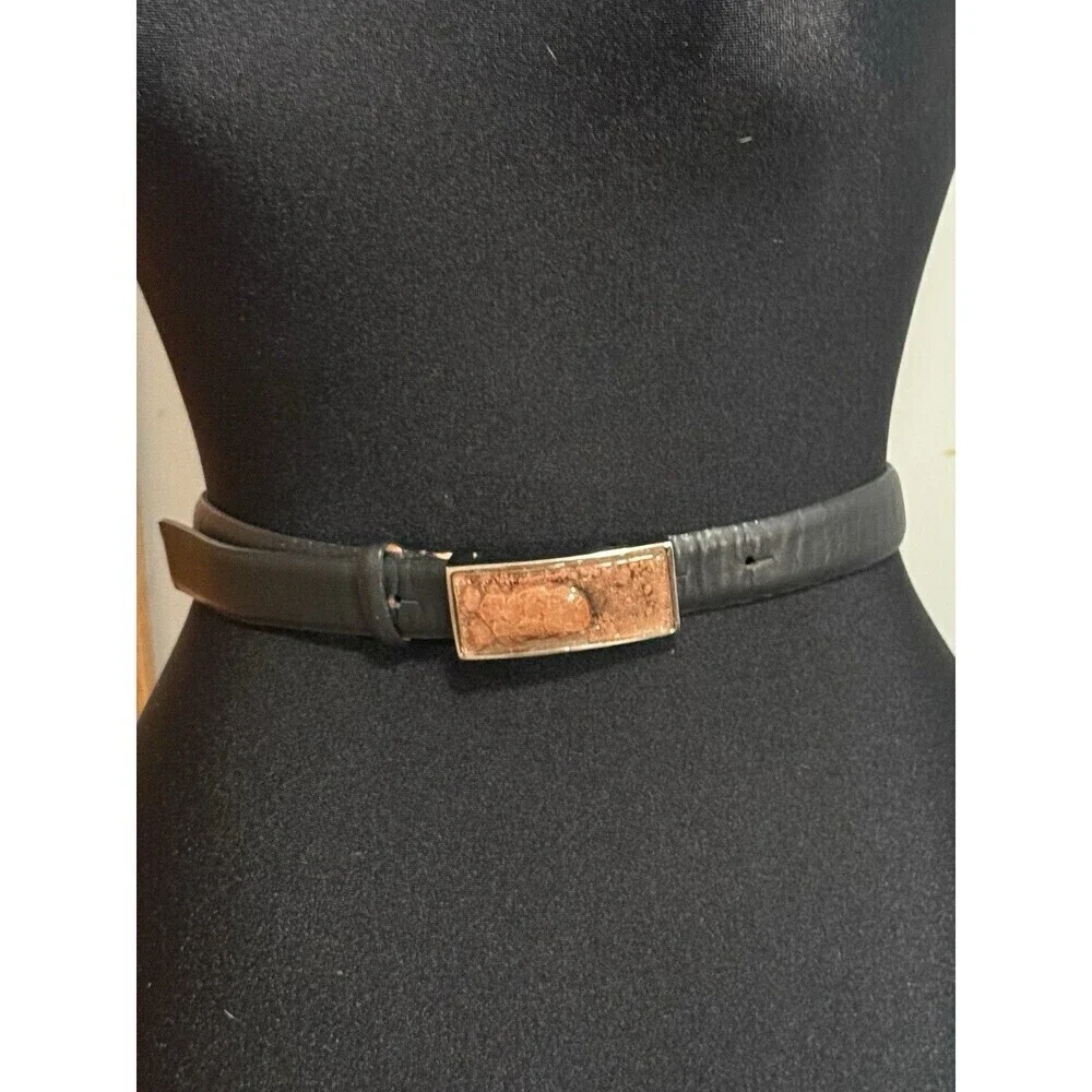Qualheim Bollerini Belt Womens Size Small S Black Unique Bubble Glass Made Italy